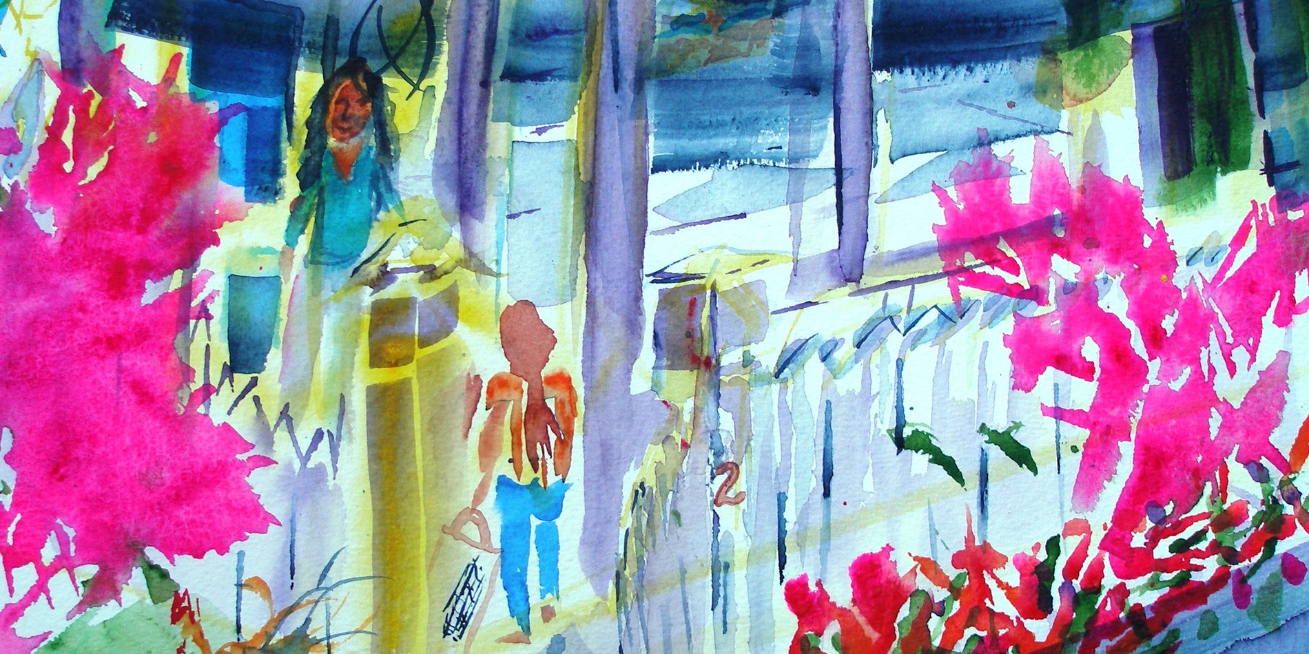 Watercolor painting of the Music Room house